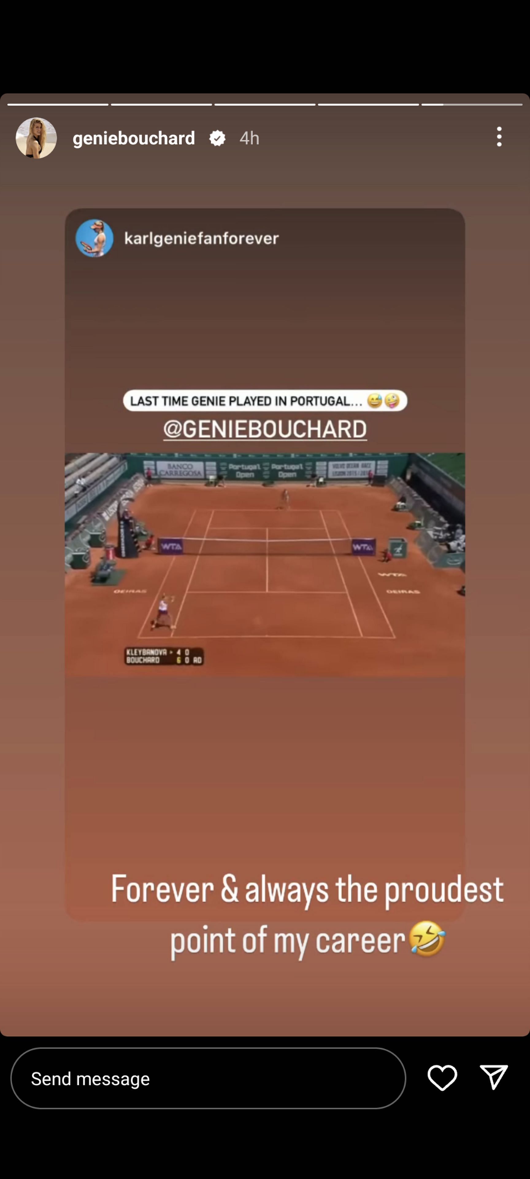 Eugenie Bouchard's Instagram story